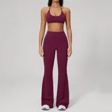 YS2551-3 · Dark Purple Red Dark Purple Red Women's Quick Dry Comfort Workout Set