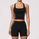Jet Black Women's Stretch Long Pants Yoga Set