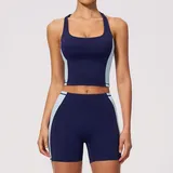 Dark Navy Women's Stretch Long Pants Yoga Set