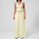 YS3058-1 · Milk Yellow Milk Yellow Women's Brushed Strappy Workout Set