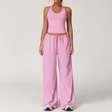Rose Pink Women's Brushed Strappy Workout Set