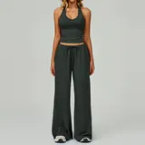 YS3058-7 · Volcanic Ash Grey Volcanic Ash Grey Women's Brushed Strappy Workout Set
