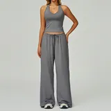 YS3058-9 · Smoke Gray Smoke Gray Women's Brushed Strappy Workout Set