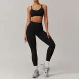 Jet Black Women's Bare Feel Scrunch Yoga Set