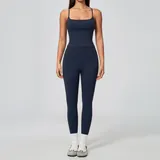 Deep Navy Blue Women's Bare Feel Breathable Yoga Set