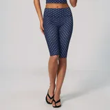 Dark Blue White Dot Women's Printed Fitness Yoga Activewear Set Deep V