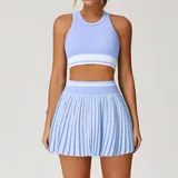 Baby Blue Women's Coverage High Waist Yoga Set