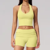Goose Yellow Women's Control Stand Collar Workout Set