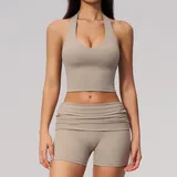 Linen Women's Control Stand Collar Workout Set