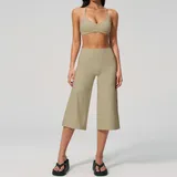 Warm Khaki Women's Hooded Stylish Yoga Set
