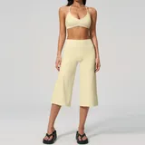 YS5555-9 · Cream Yellow Cream Yellow Women's Hooded Stylish Yoga Set
