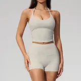 YS5560-1 · Pearl Grey Pearl Grey Women's Quick Dry Padded Yoga Set