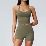 Pine Grey Green Women's Quick Dry Padded Yoga Set