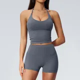 Haze Blue Women's Quick Dry Padded Yoga Set