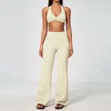Cream White Women's Stretch Stylish Workout Set