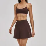 Dark Brown Women's Yoga Set Quick Dry 3 Piece Breathable