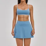 Cloisonne Blue Women's Yoga Set Quick Dry 3 Piece Breathable