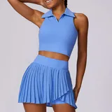 Sky Blue Women's Tennis Running Yoga Set Bare Feel Breathable