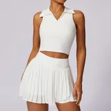 Swan White Women's Tennis Running Yoga Set Bare Feel Breathable