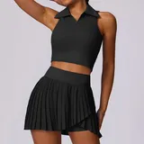 Jet Black Women's Tennis Running Yoga Set Bare Feel Breathable