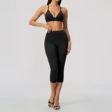 Jet Black Women's Breathable Stylish Workout Set