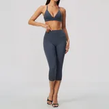 YS8793-4 · Navy Blue Navy Blue Women's Breathable Stylish Workout Set