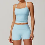 Sky Blue Women's High Waist Winter Yoga Set