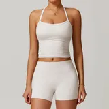 Pearl Grey Women's High Waist Winter Yoga Set
