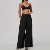 Jet Black Women's Breathable V Neck Yoga Set