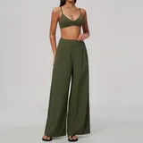 YS9599-3 · Olive Green Olive Green Women's Breathable V Neck Yoga Set