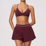 YS9615-4 · Burgundy Red Burgundy Red Women's Color Block Supportive Active Set