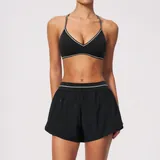 Jet Black Women's Color Block Supportive Active Set