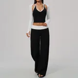 YS9639-3 · Meteor Black White Clash Meteor Black White Clash High Waist Women's Yoga Activewear Set 3 Piece