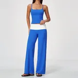 Electric Blue Women's Control Stand Collar Yoga Set