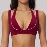 Retro Red Women's Backless Color Block Yoga Bra