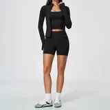 ZS5112-2 · Jet Black Jet Black Women's Racerback Running Yoga Set 3 Piece Seamless