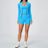 ZS5112-3 · Sky Azure Sky Azure Women's Racerback Running Yoga Set 3 Piece Seamless